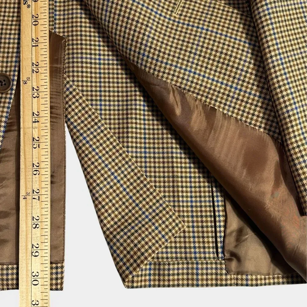 BROOKS BROTHERS Fitzgerald Mens Blazer Sport Coat Jacket 43R Brown Plaid Wool